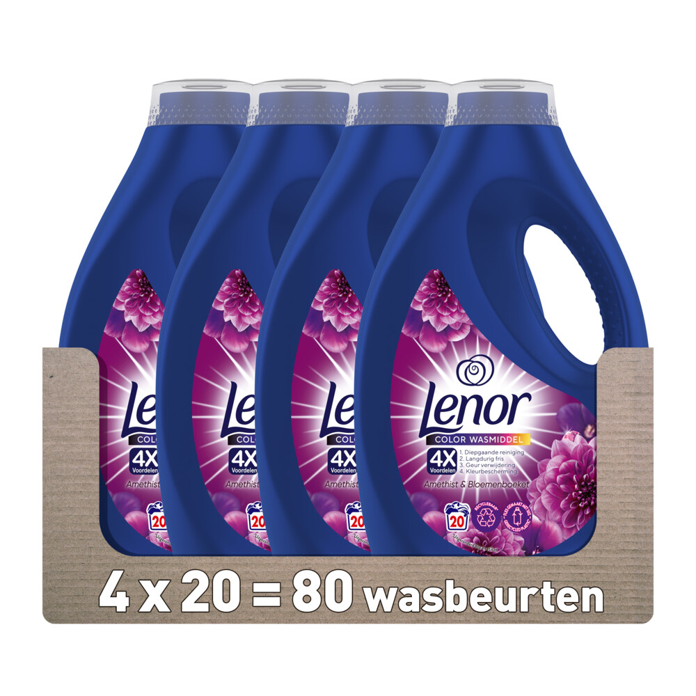 4x Lenor Vloeibaar Wasmiddel Amethist & Bloemenboeket 20 Wasbeurten900 ml