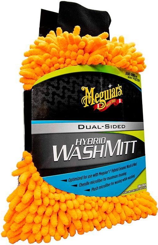 Meguiars - Hybrid Ceramic Wash Mitt - Wasproduct - Oranje/Grijs - Microfiber