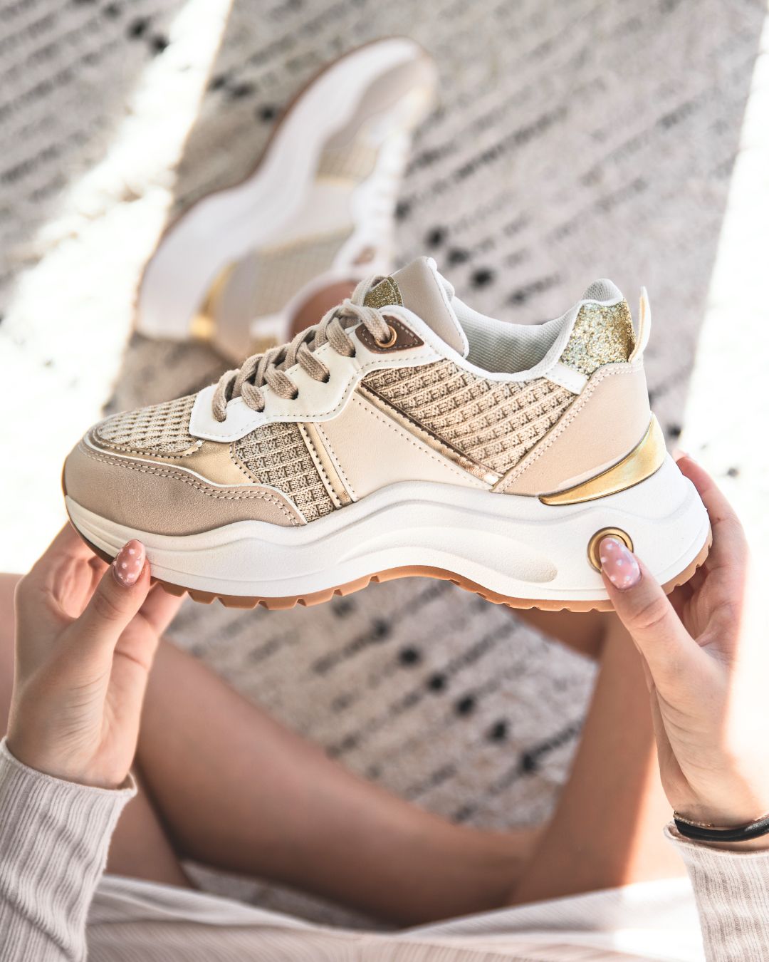 Basket femme beige à lacets - Ruth