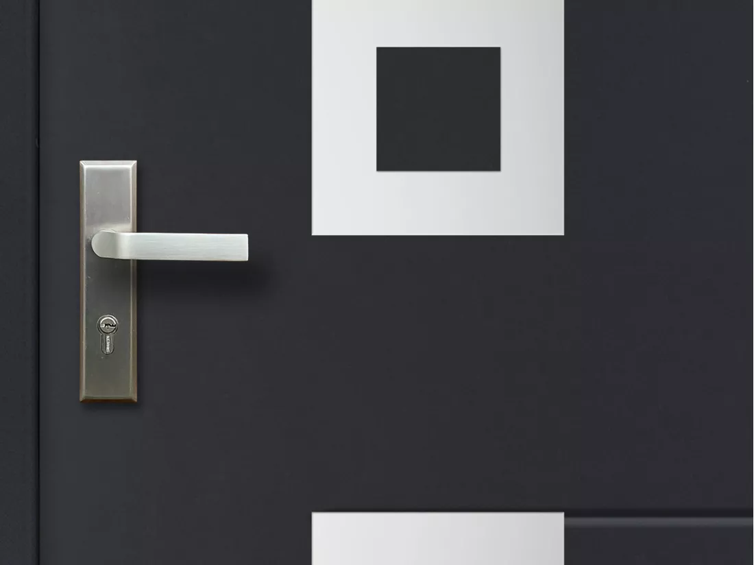 Porte d'entrée en acier avec inox H207 x L100 cm anthracite - poussant droit - TIFANA