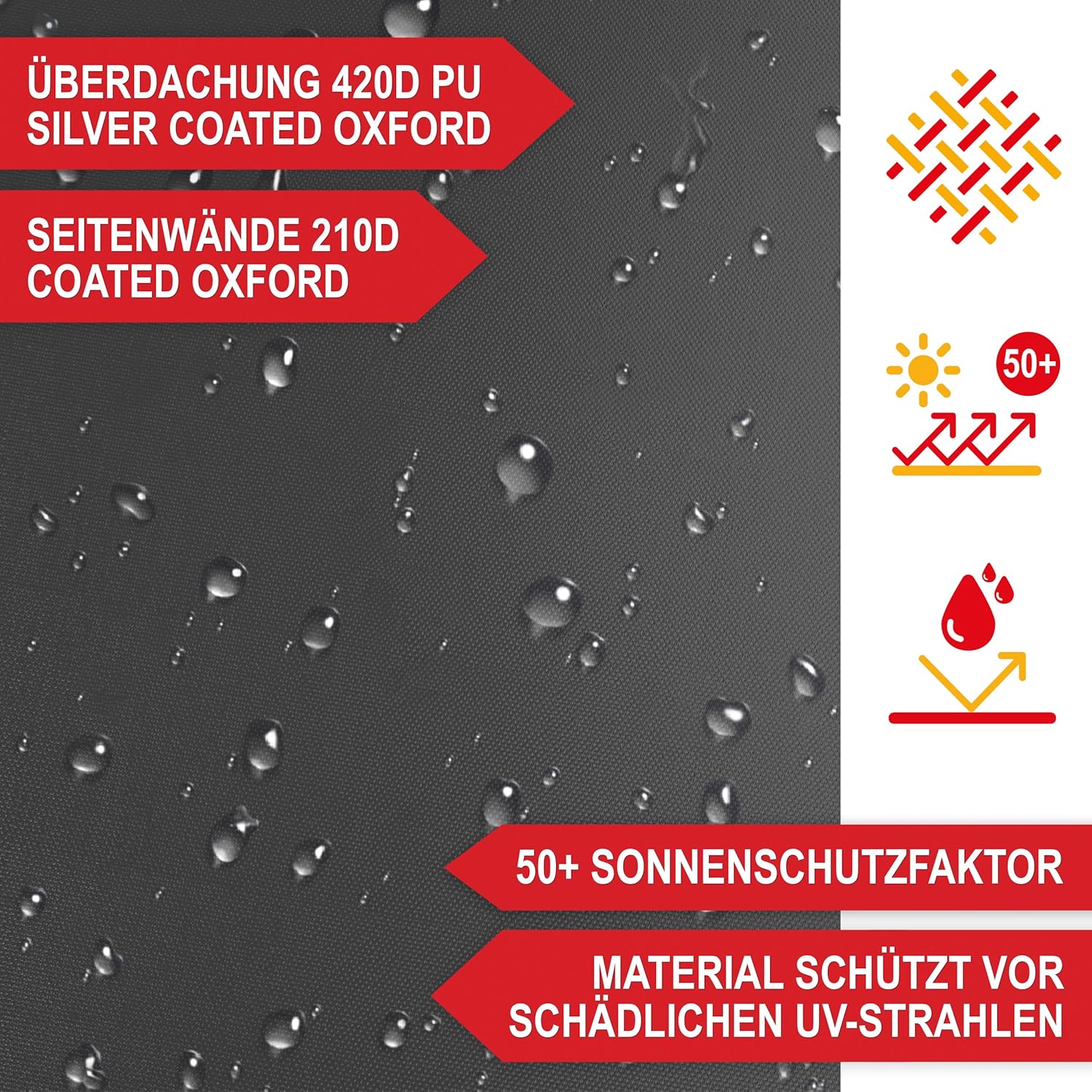 Pavillon – 3x3m – Großer Eingang - Wasserdicht – Pop up Gestell – Seitenwänden mit 3x3 Fenstern – Zusätzlich mit Tasche – Faltbarer Outdoor Pavillon Faltpavillon (Grau)