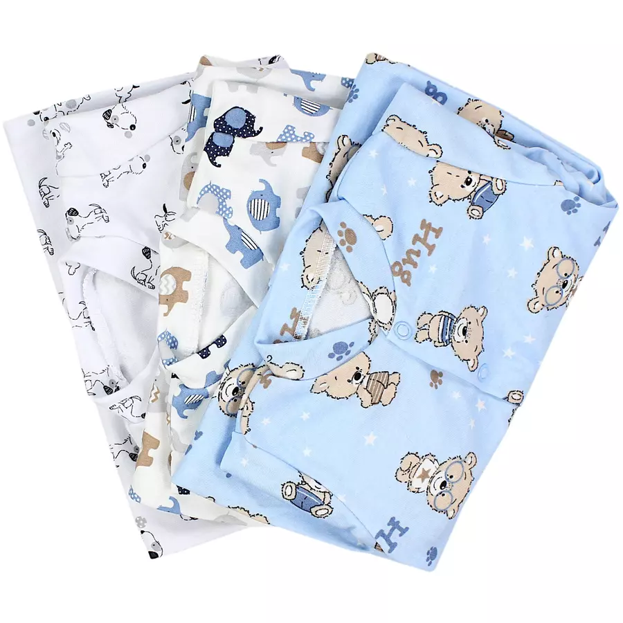 TupTam Baby Jungen Schlafstrampler mit Fuß 3er Pack blauweiß