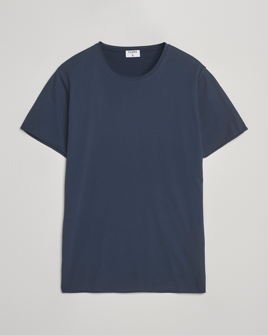 Filippa K Roll Neck Crew Neck T-Shirt Dusk Blue