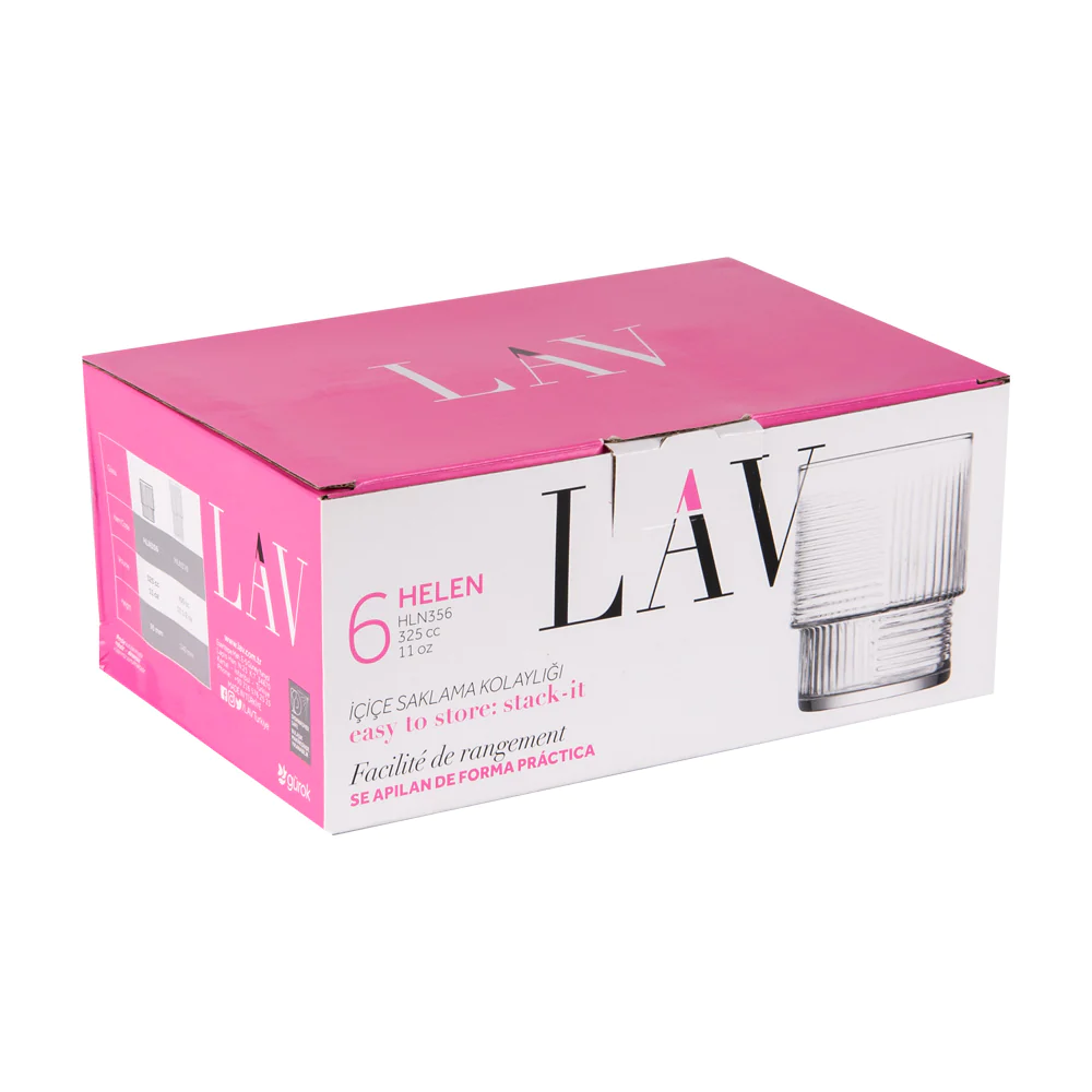 Boîte de 6 gobelets bas Hélen 32,5 cl LAV