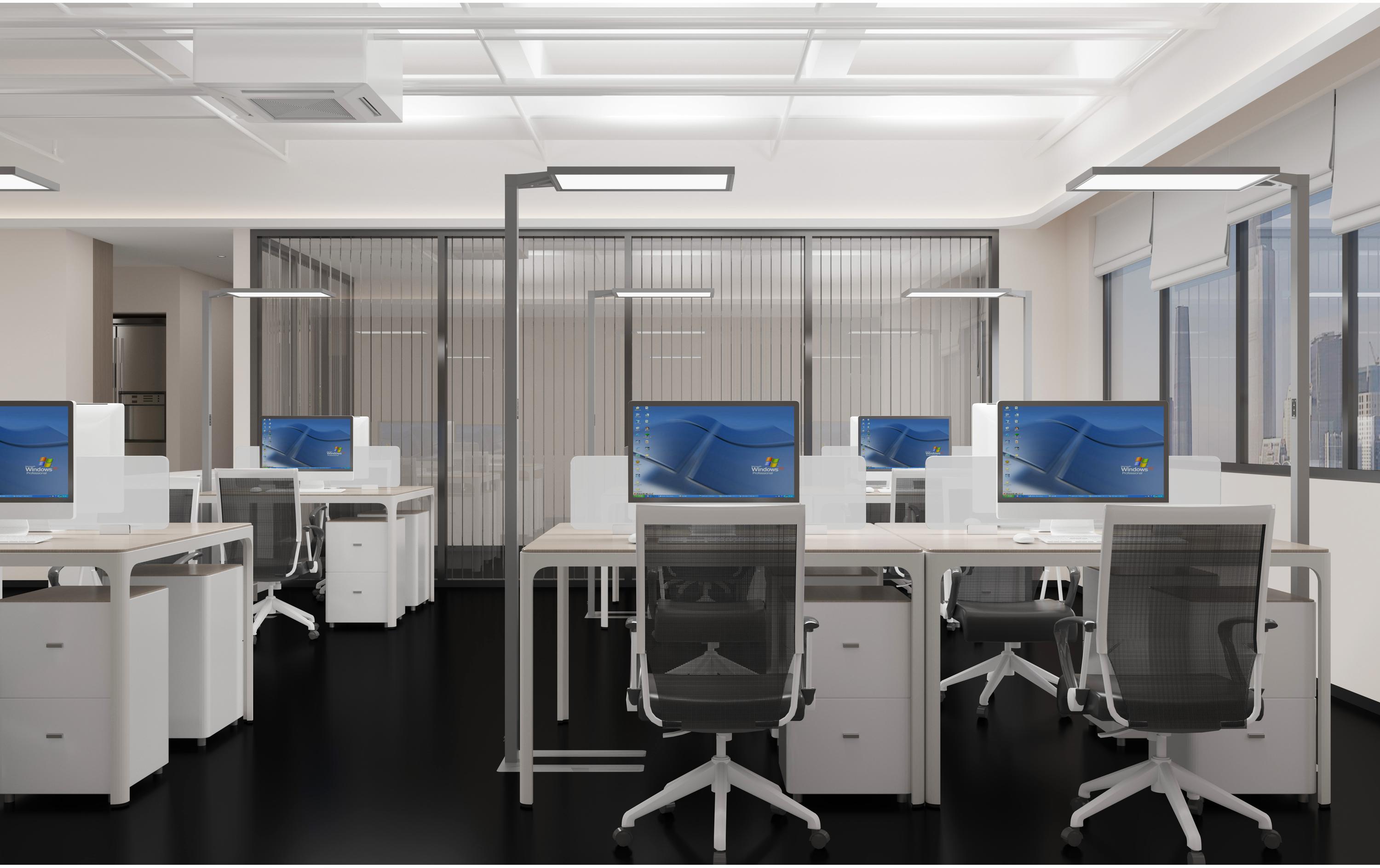 Bürostehleuchte Hybrid Light Three HCL, Silber<br>Arbeitsleuchte