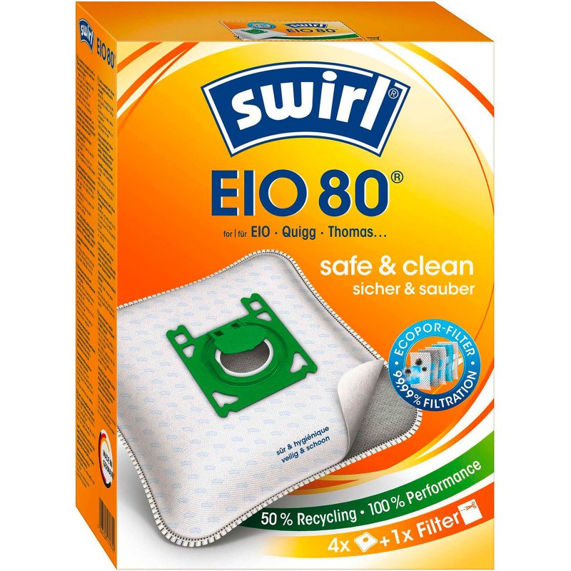 Sac d'aspirateur EIO 80, avec filtre MicroporPlus - Lot de 4