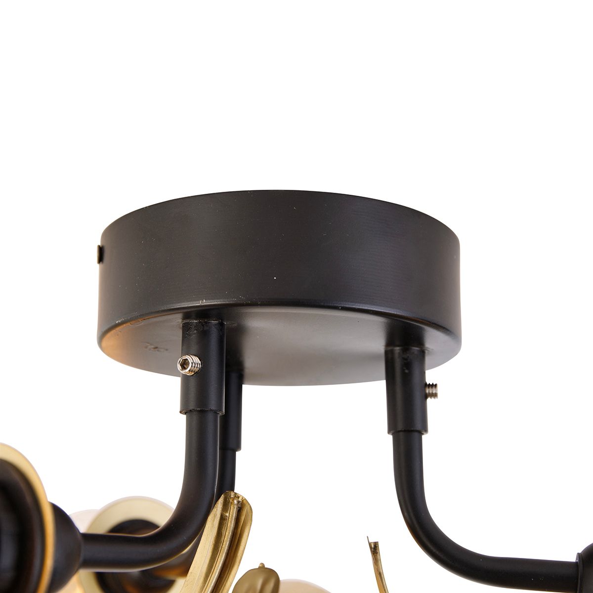 Oosterse plafondlamp messing met zwart 3-lichts - Louka