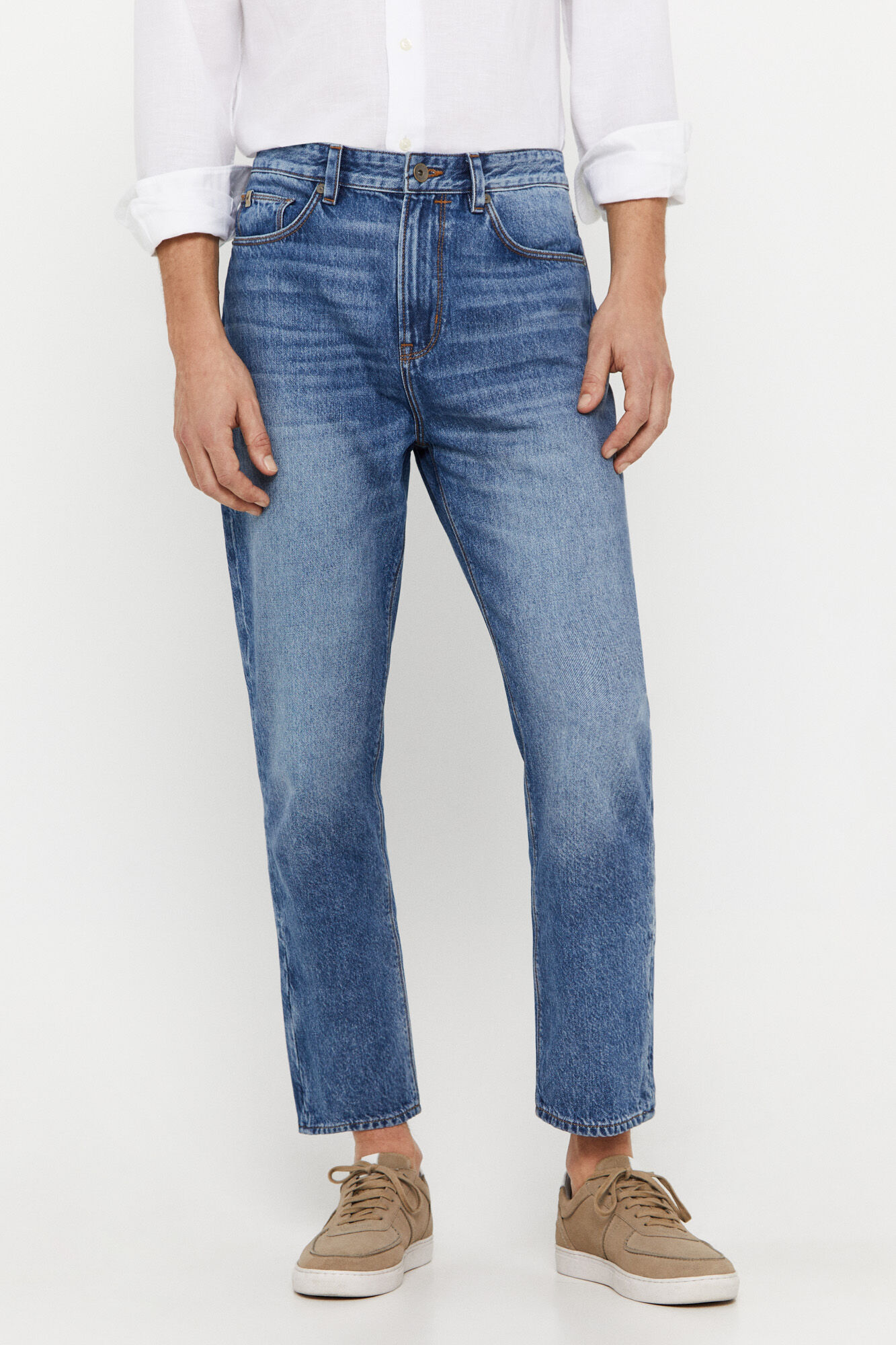 Calça jeans de corte folgado - Azul