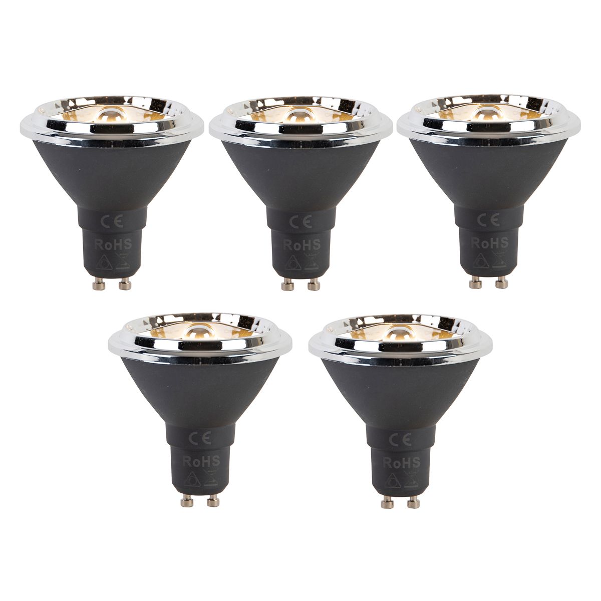 Set van 5 GU10 dimbare LED lamp AR70 6W 450 lm 2700K