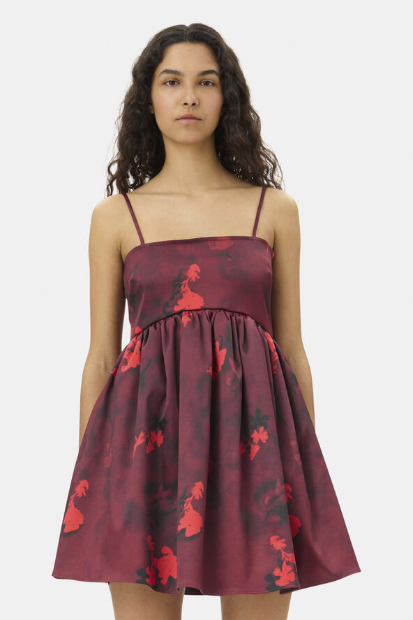Ganni Printed Double Satin Strap Mini Dre Winery