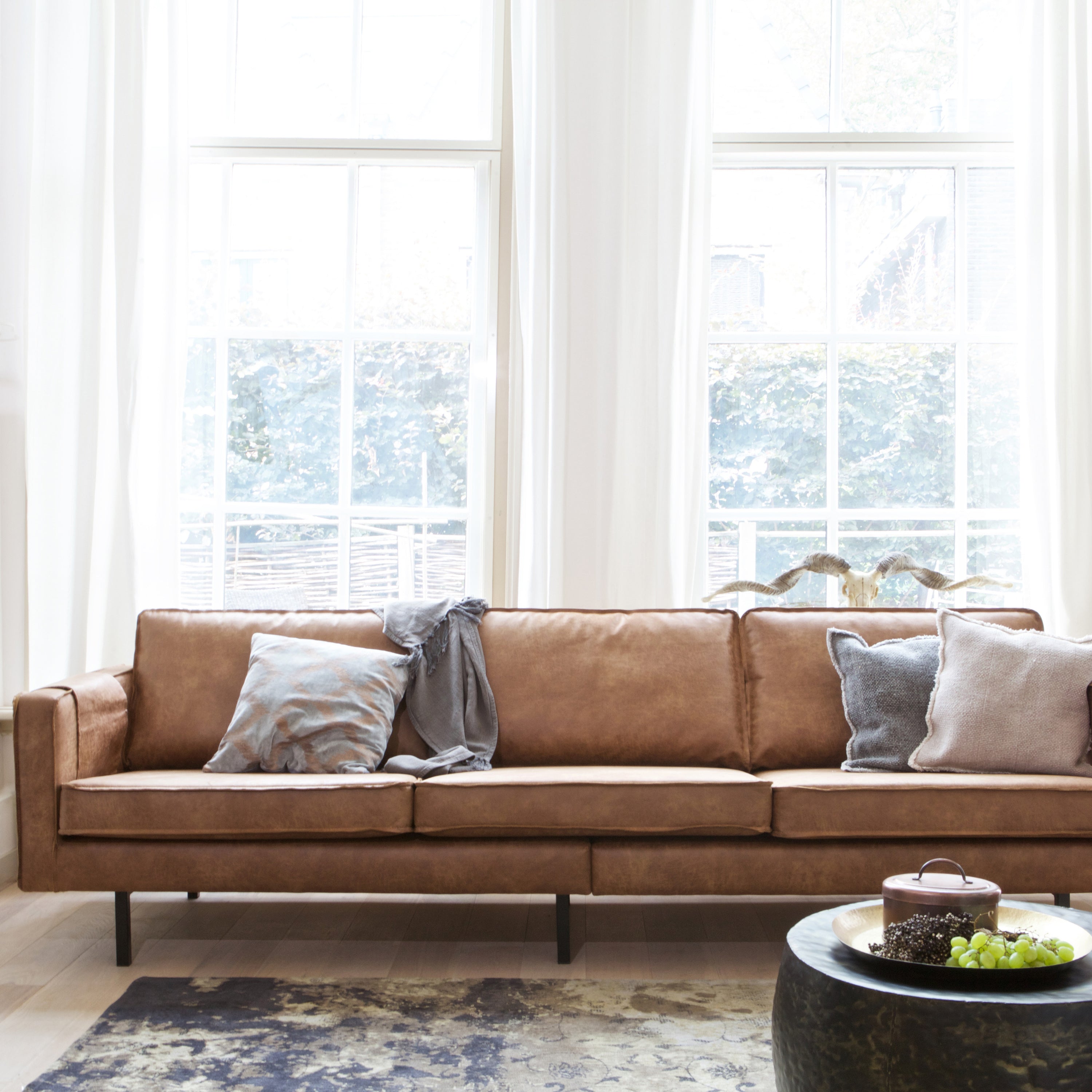 WOOOD Rodeo 3-zitsbank - Eco-leder -  Cognac