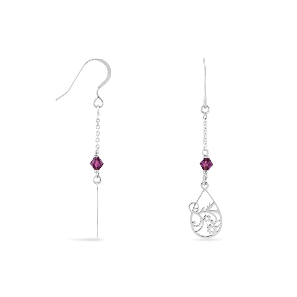 Boucles D'oreilles Pendantes Oumoul Argent Blanc Pierre De Synthese