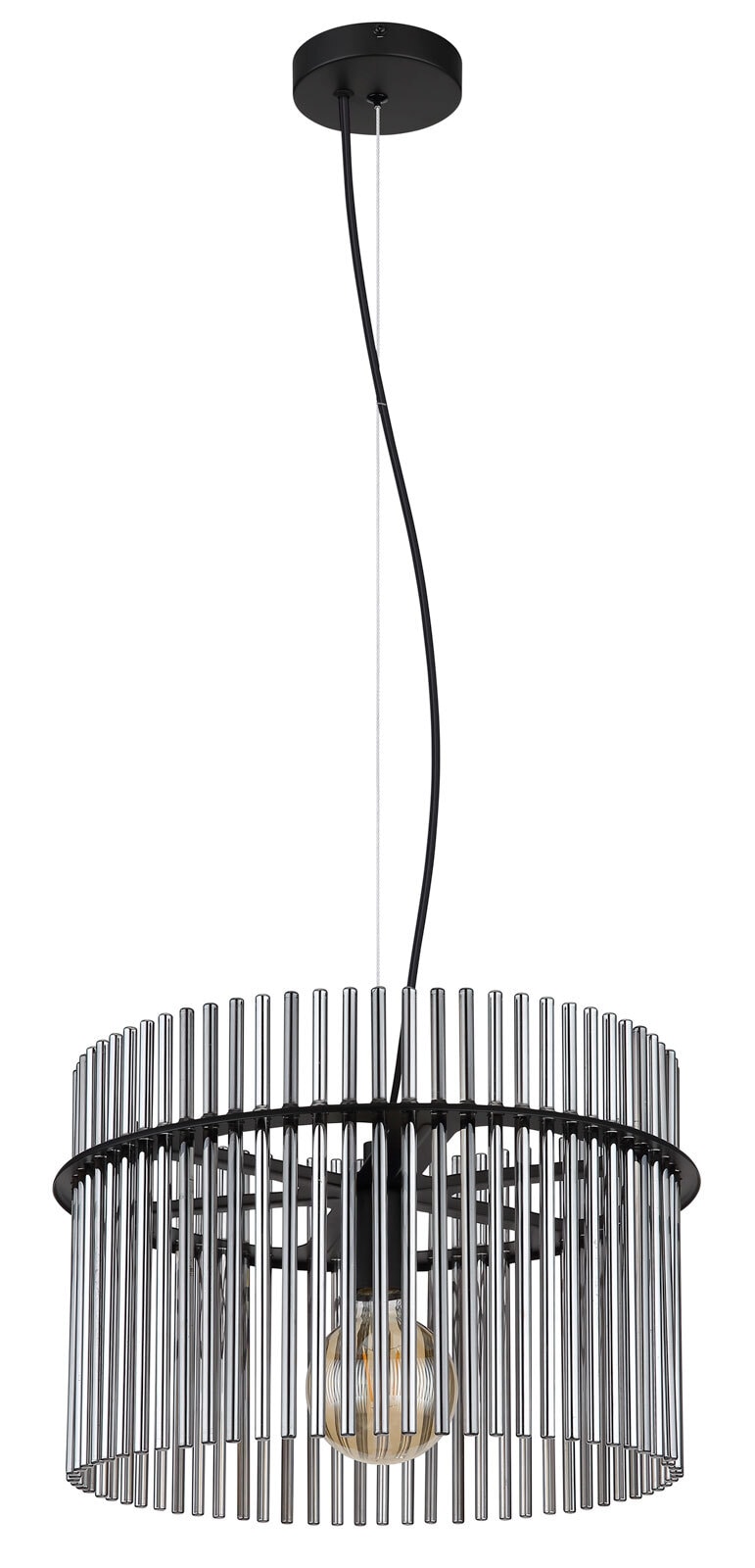 GLOBO Retrofit Pendelleuchte GORLEY 1-flg schwarz /rauchfarbig
