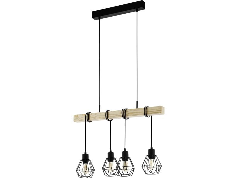 EGLO Leuchten Pendelleuchte TOWNSHEND 5 schwarz exkl. E27 4 Hängeleuchte