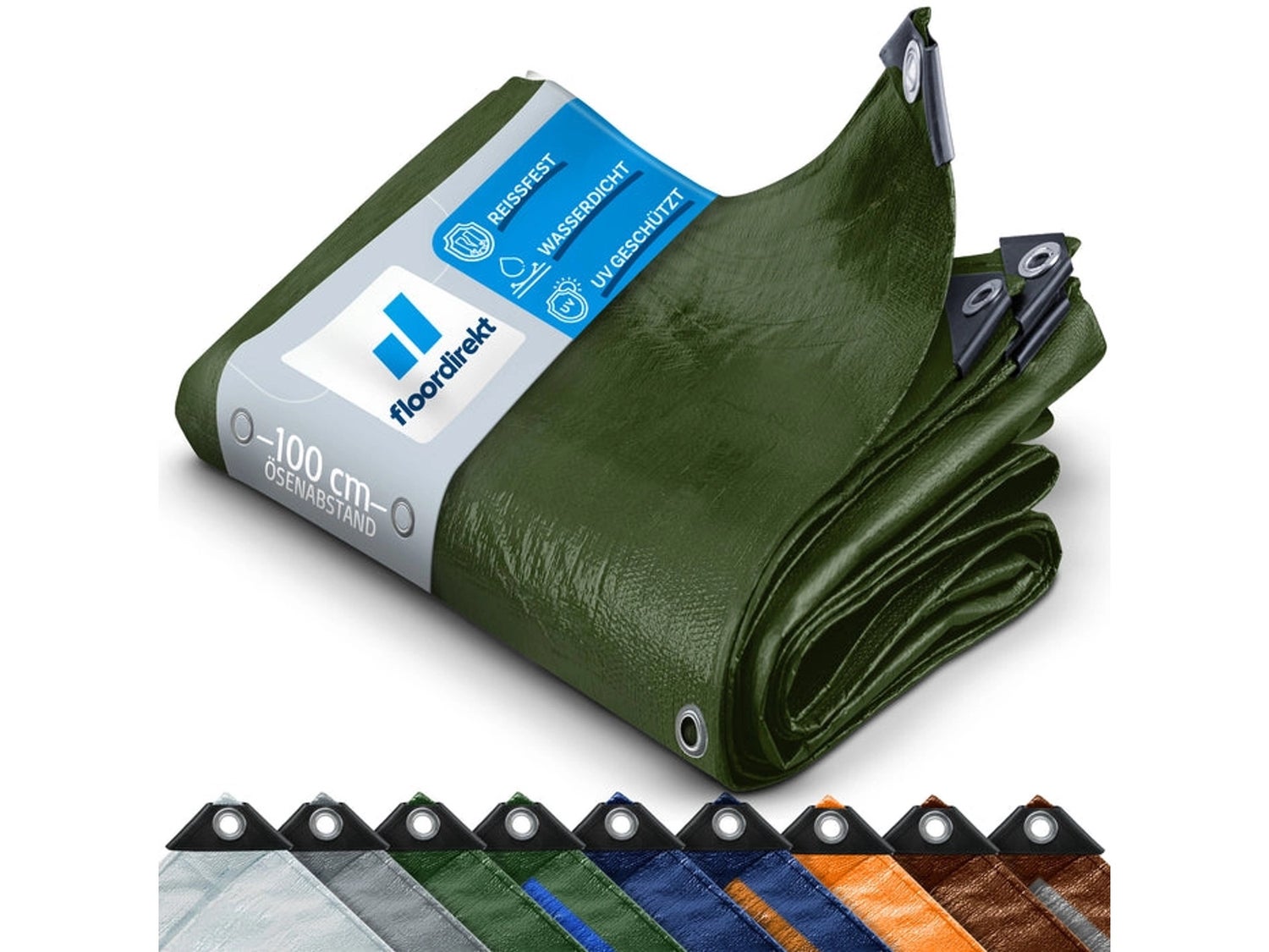 Waterdicht zeildoek met ogen, beschermhoes, 80 g/m², 1,5 x 6 m, groen