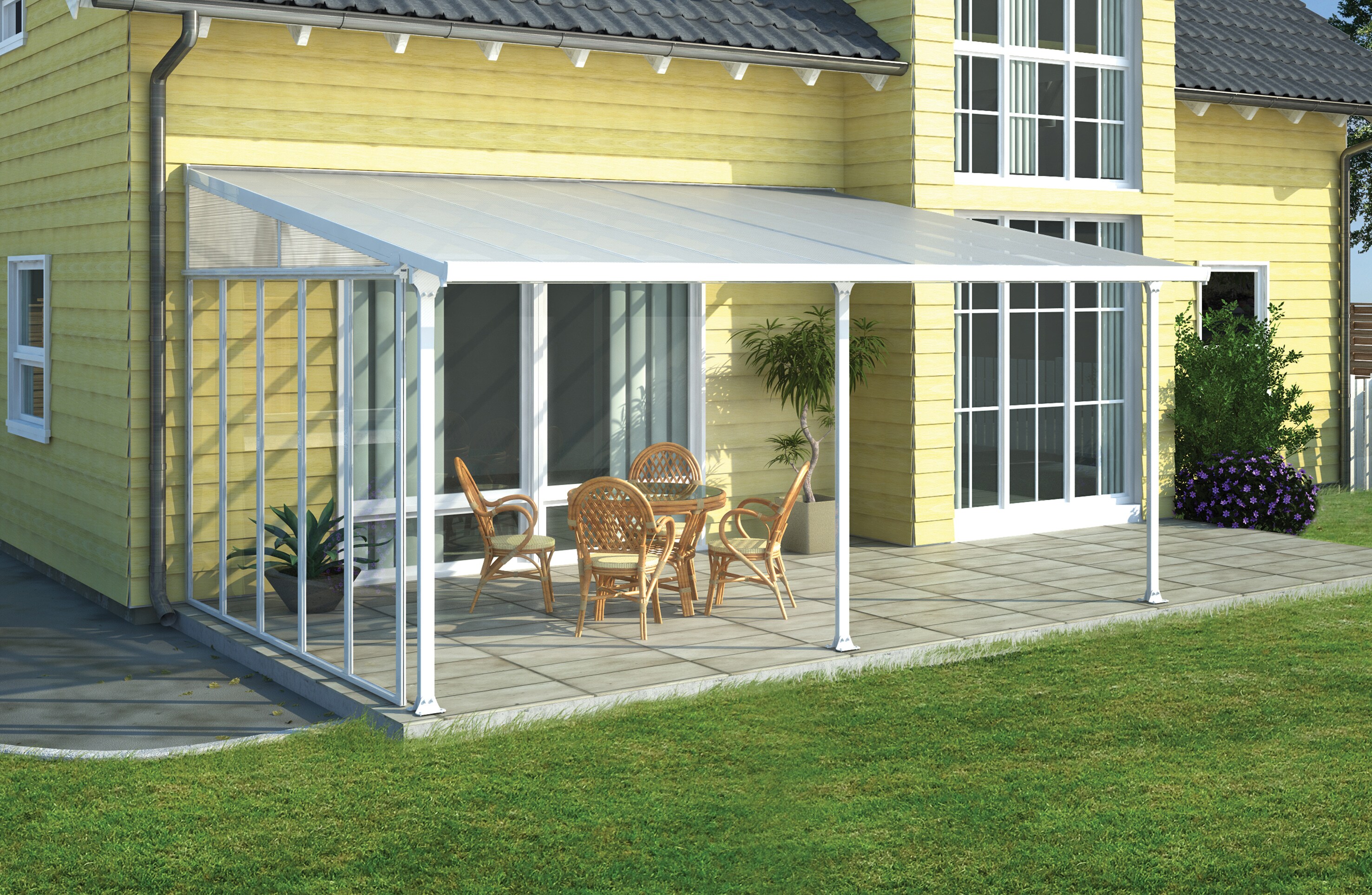 Palram Canopia Feria Terrassenüberdachung weiß 606x387x260 - 305 in cm (LxBxH)