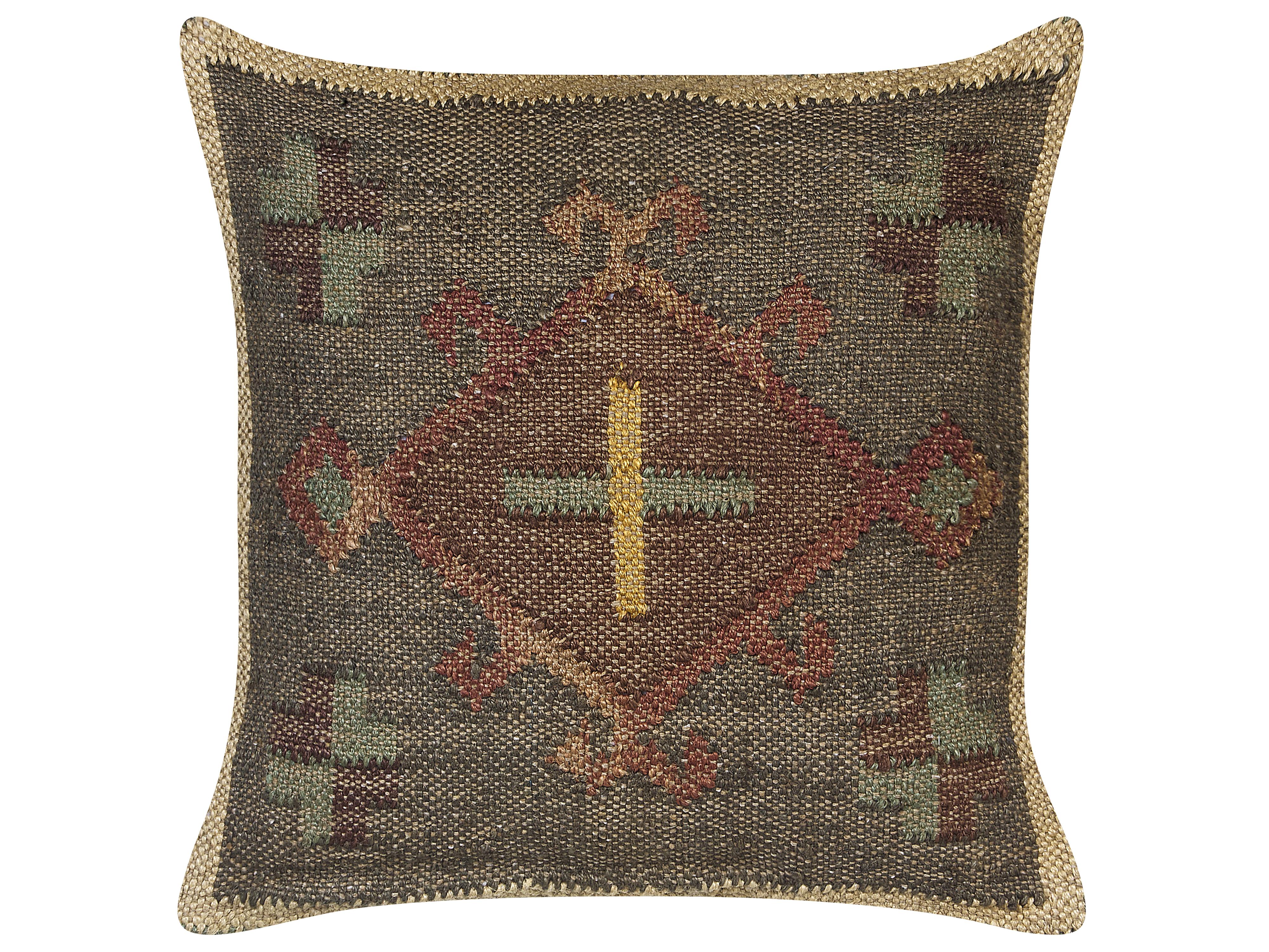 Set van 2 sierkussens KATORA Jute 45 x 45 cm Groen oosters patroon