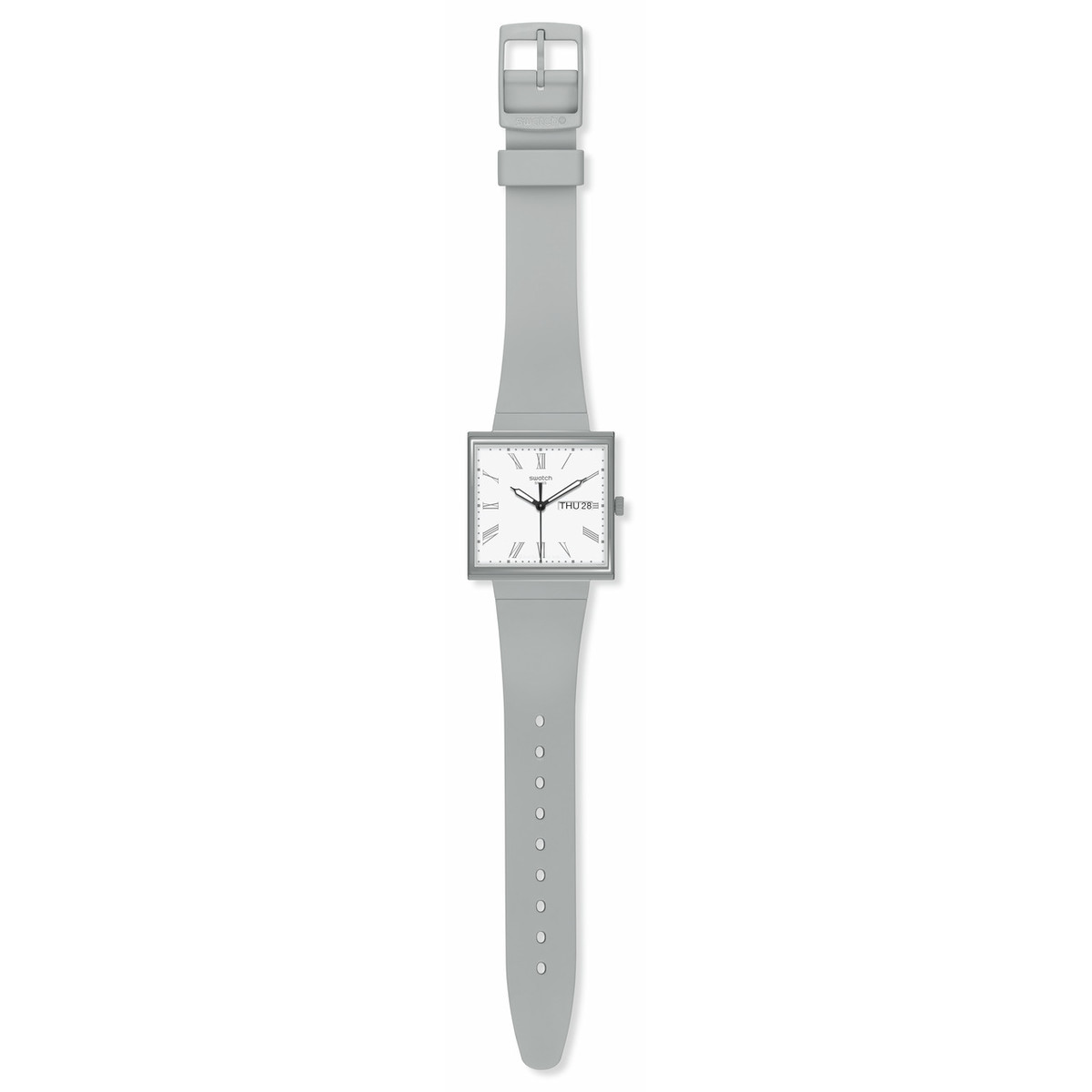 Montre SWATCH Square bioceramic What if gray? homme bracelet matériau biosourcé gris