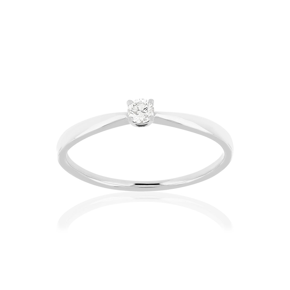 Solitaire or blanc 750 diamant synthétique 0.08 carat