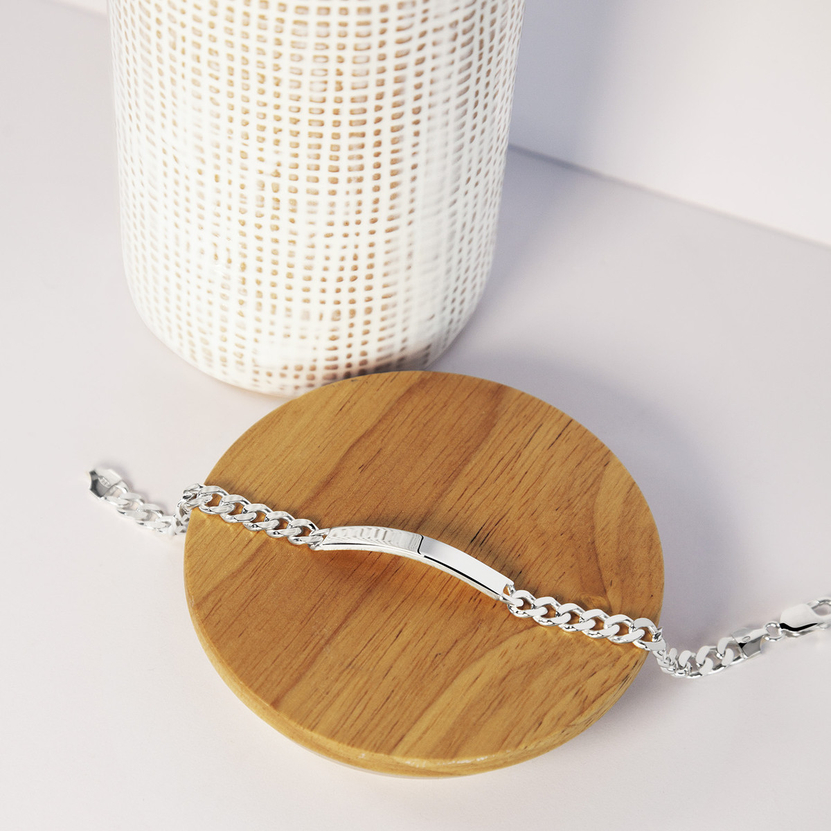 Bracelet identité argent 925 maille gourmette personnalisable 21 cm