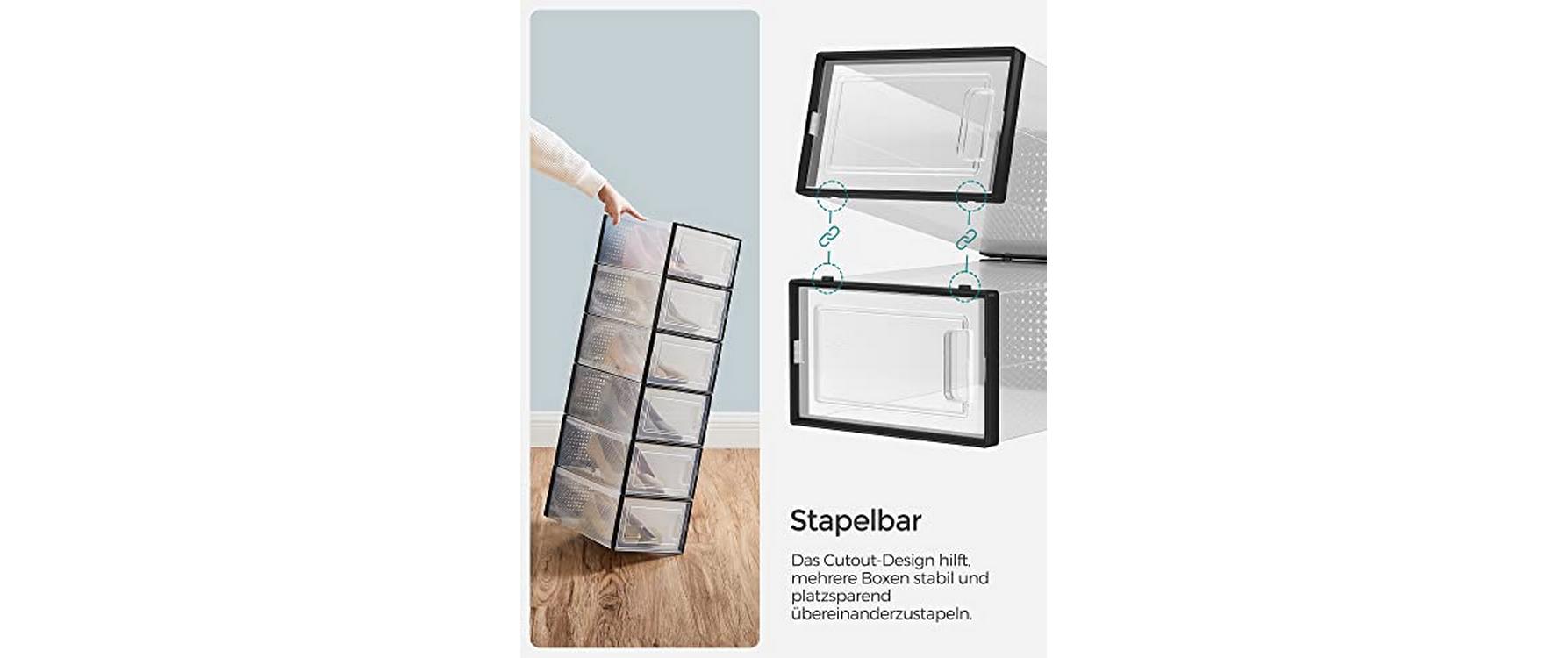 Schuhschrank stapelbar 18-er Set, SchwarzSchuhboxen