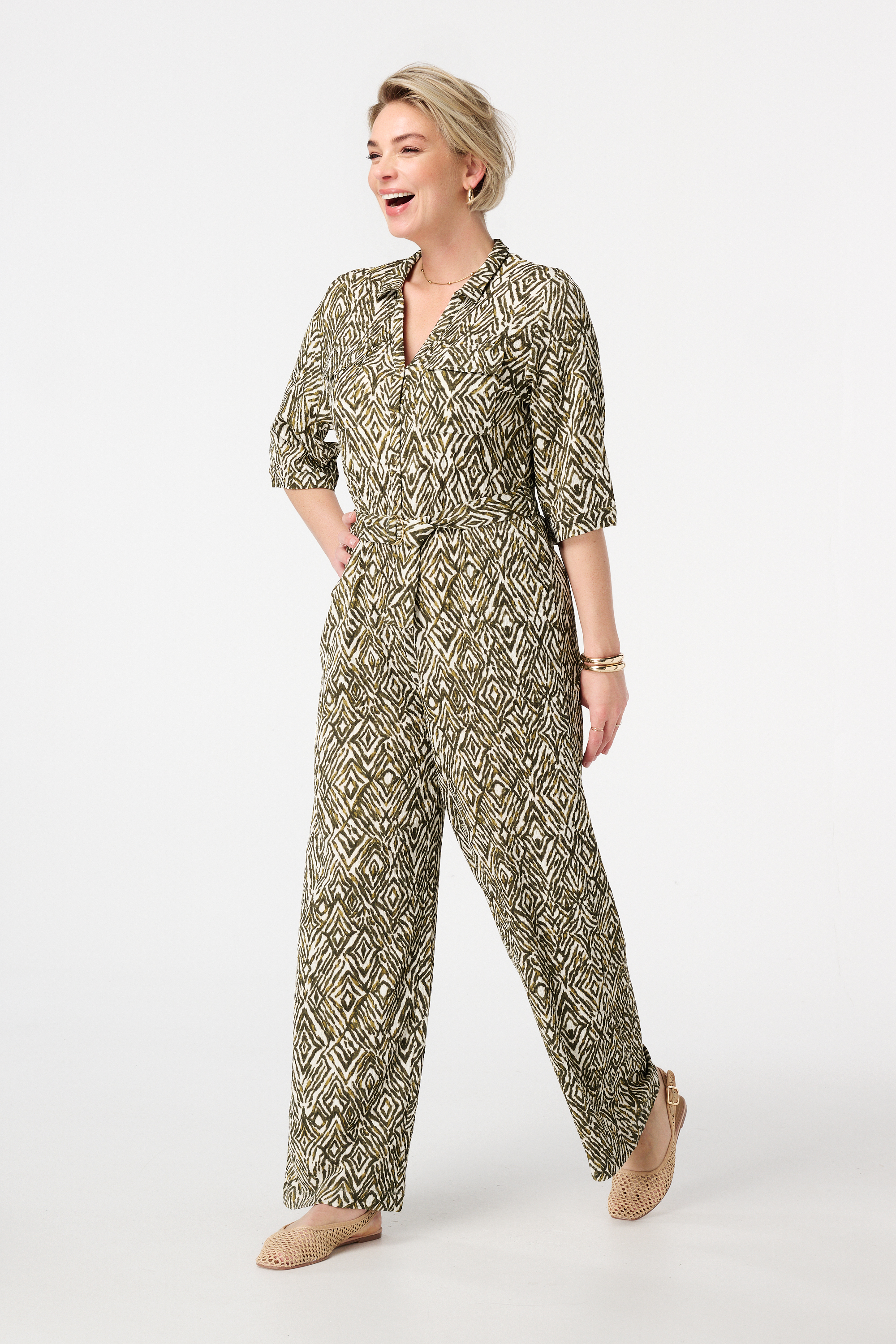 Jumpsuit met print Multi Khaki