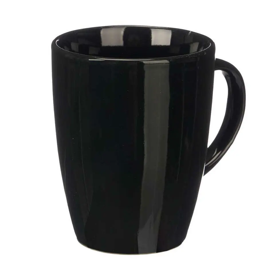 Vessia Design koffie mokken - 6x - zwart - keramiek - 330 ml
