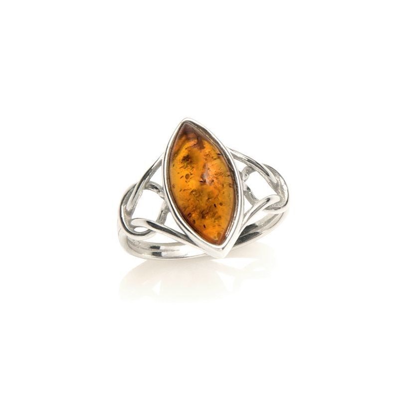 Bague argent 925 Ambre veritable de la mer Baltique