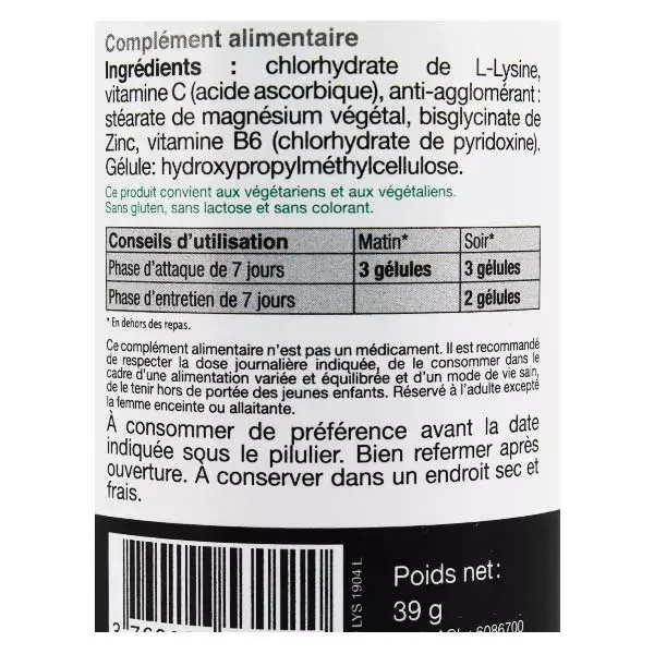 NHCO Aminoácido L-Lisina 56 cápsulas