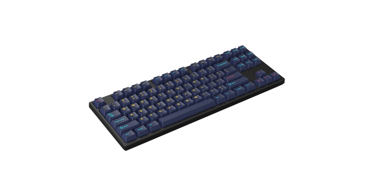HelloGanssHS87T GC17, toetsenbord  (Zwart/donkerblauw, US lay-out, Cherry MX Blue, TKL, RGB leds, PBT Doubleshot keycaps, hot swap, 2,4 GHz / Bluetooth / USB-C)