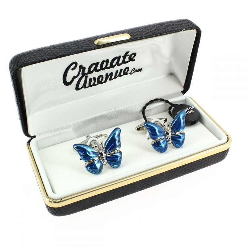 Boutons de manchette, Papillon bleu