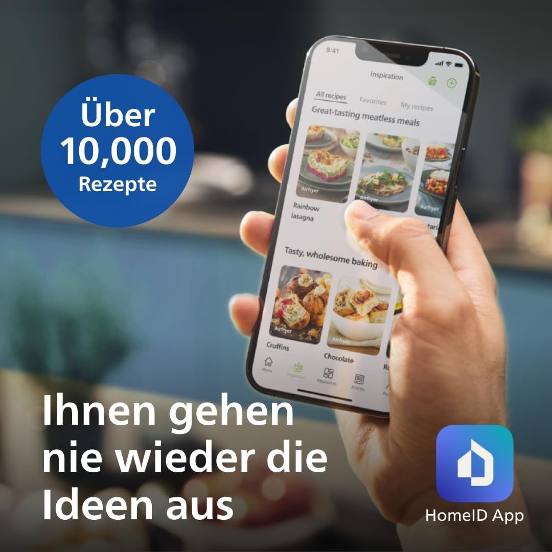 Philips Airfryer 5000 Series Heißluftfritteuse XXL, 7,2L (1,4Kg), 16-in-1 Airfryer, Wifi Verbunden, 90% Weniger Fett Mit Rapid Air Technologie, Rezepte-App (HD9285/90)
