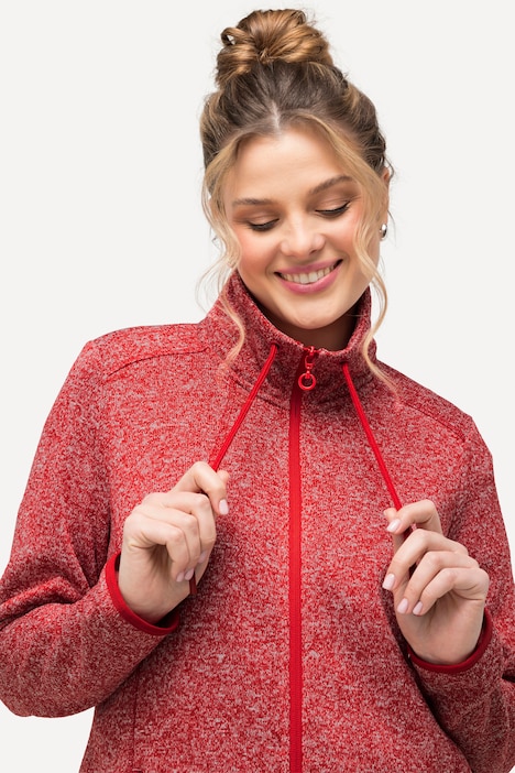 Strickfleece-Jacke, Rauten, Stehkragen, Zipptaschen