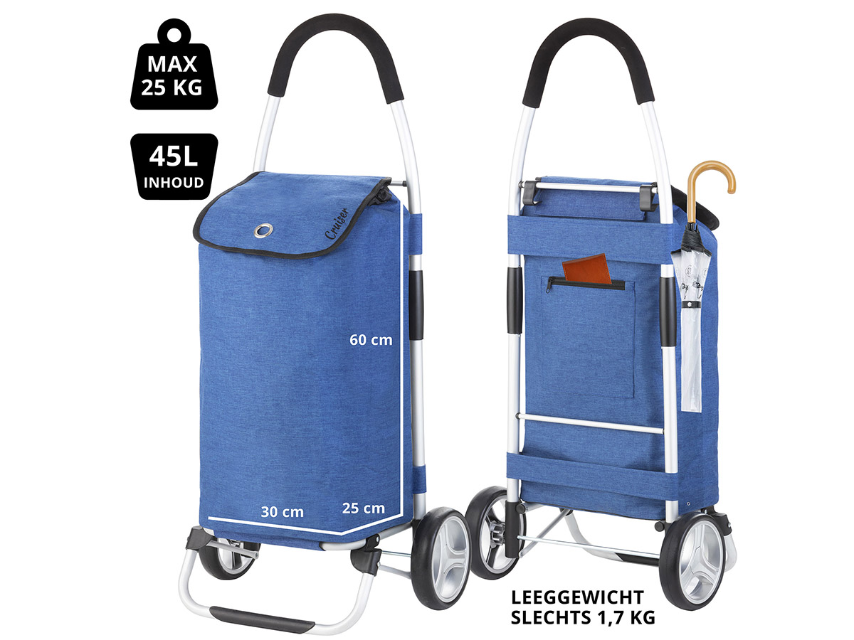 Cruiser 45 liter opvouwbare boodschappentrolley - Blue