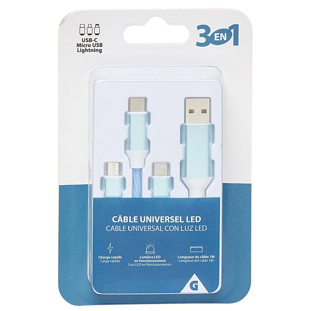 Cable LED 3 EN 1 universel