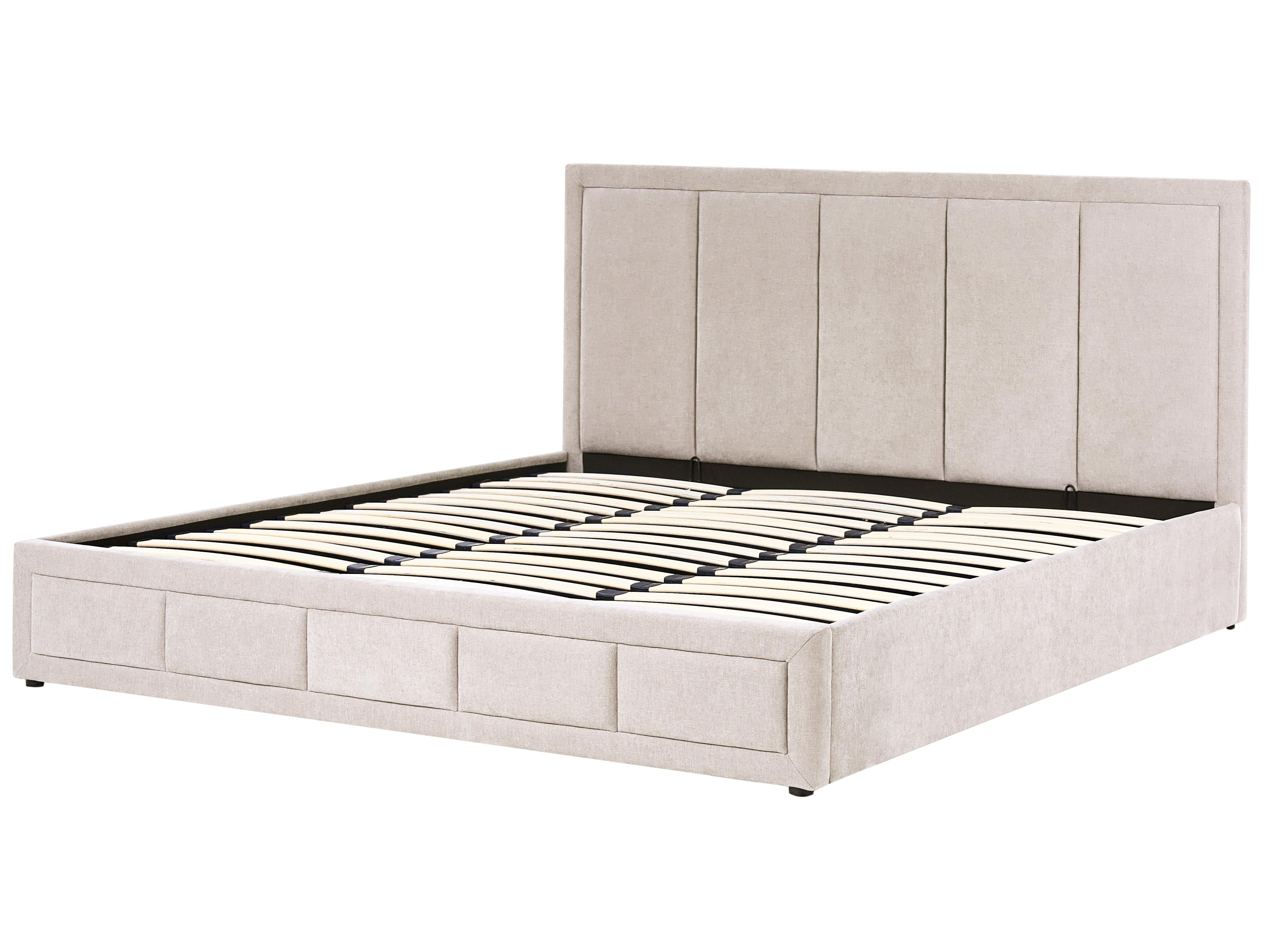 Bed met opbergruimte Chenille QUIBERON 180 x 200 cm Taupe
