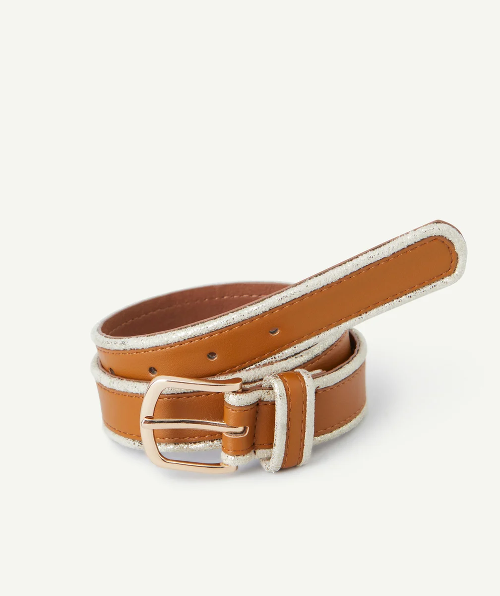 CEINTURE FILLE EN FIBRES RECYCLÉES MARRON ET DÉTAILS PAILLETÉS