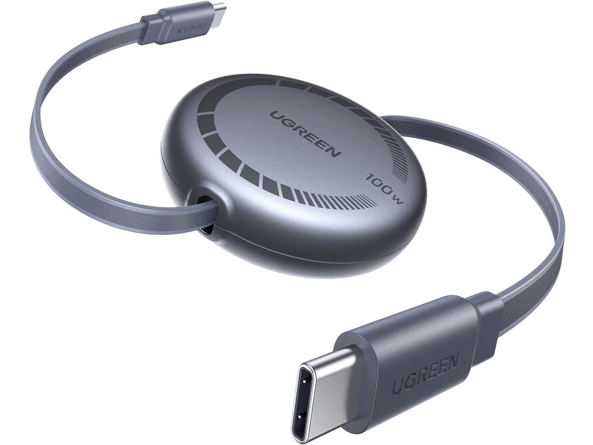 (1m) 100W Ausziehbares USB C auf USB C Ladekabel Datenkabel (65905) - Grau