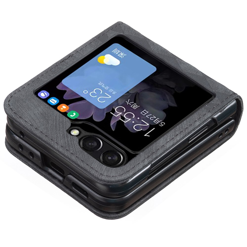 Samsung Galaxy Z Flip7 FE / Z Flip6 Leder Hardcase Schutzhülle Muster - Grau