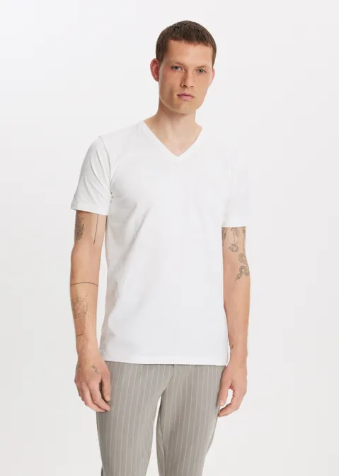 Basic t-shirt met v-hals wit (WIT)