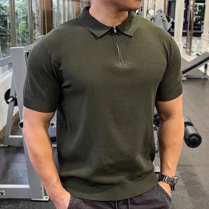 GRAYCIOUS - Poloshirt met korte mouwen en halve rits