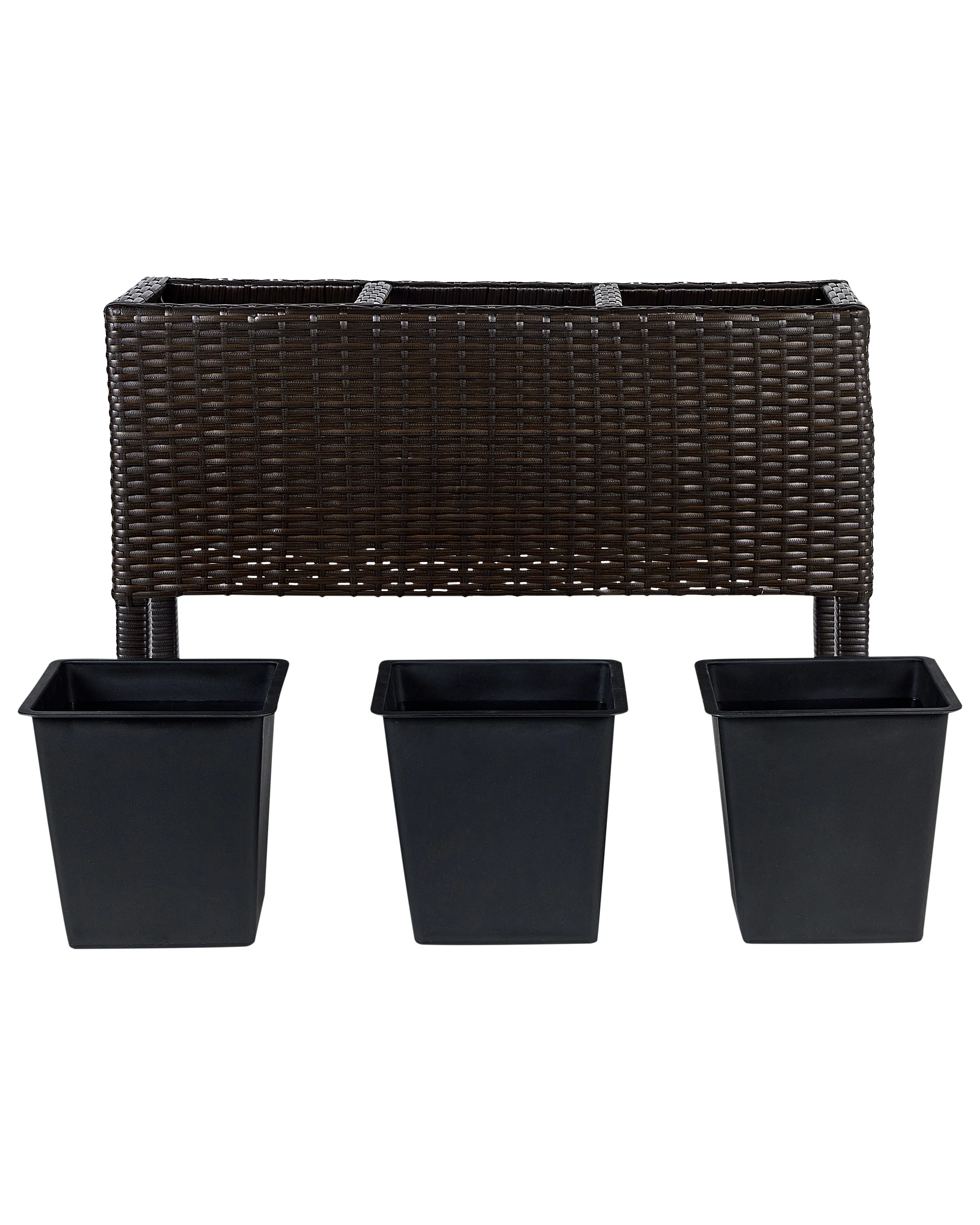 Verhoogde bloempot CARAGANA PE rotan 77 cm Donkerbruin
