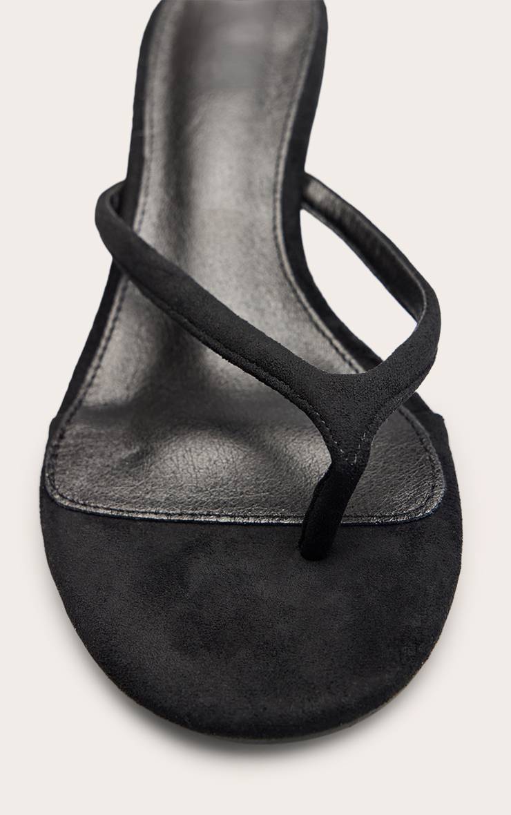 Noir Mules À Talon Chaton En Synthétique Avec Bride Entre Les Orteils