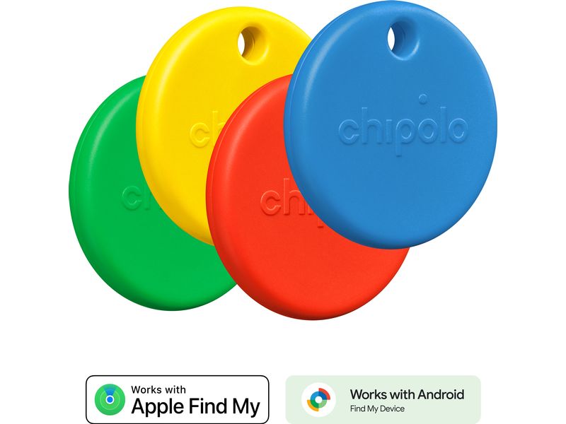 Chipolo POP 4er-Set Blau/Gelb/Grün/Rot Wasserresistenter Keyfinder