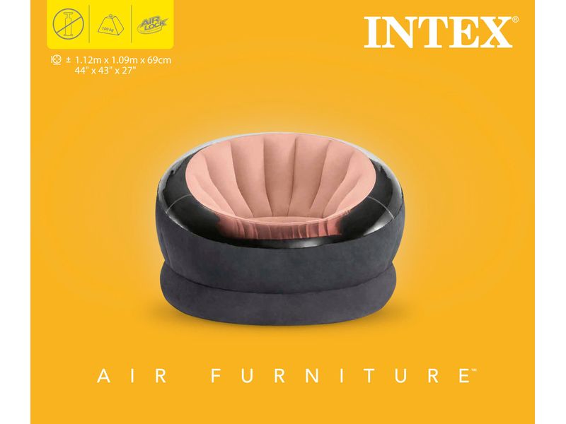 Intex Aufblasbarer Sessel Empire 112 x 109 cm, Rosa, Schwar Bequemer Luftsessel