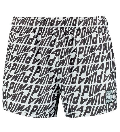 Puma Bådeshorts - Hvid m. Sort Print