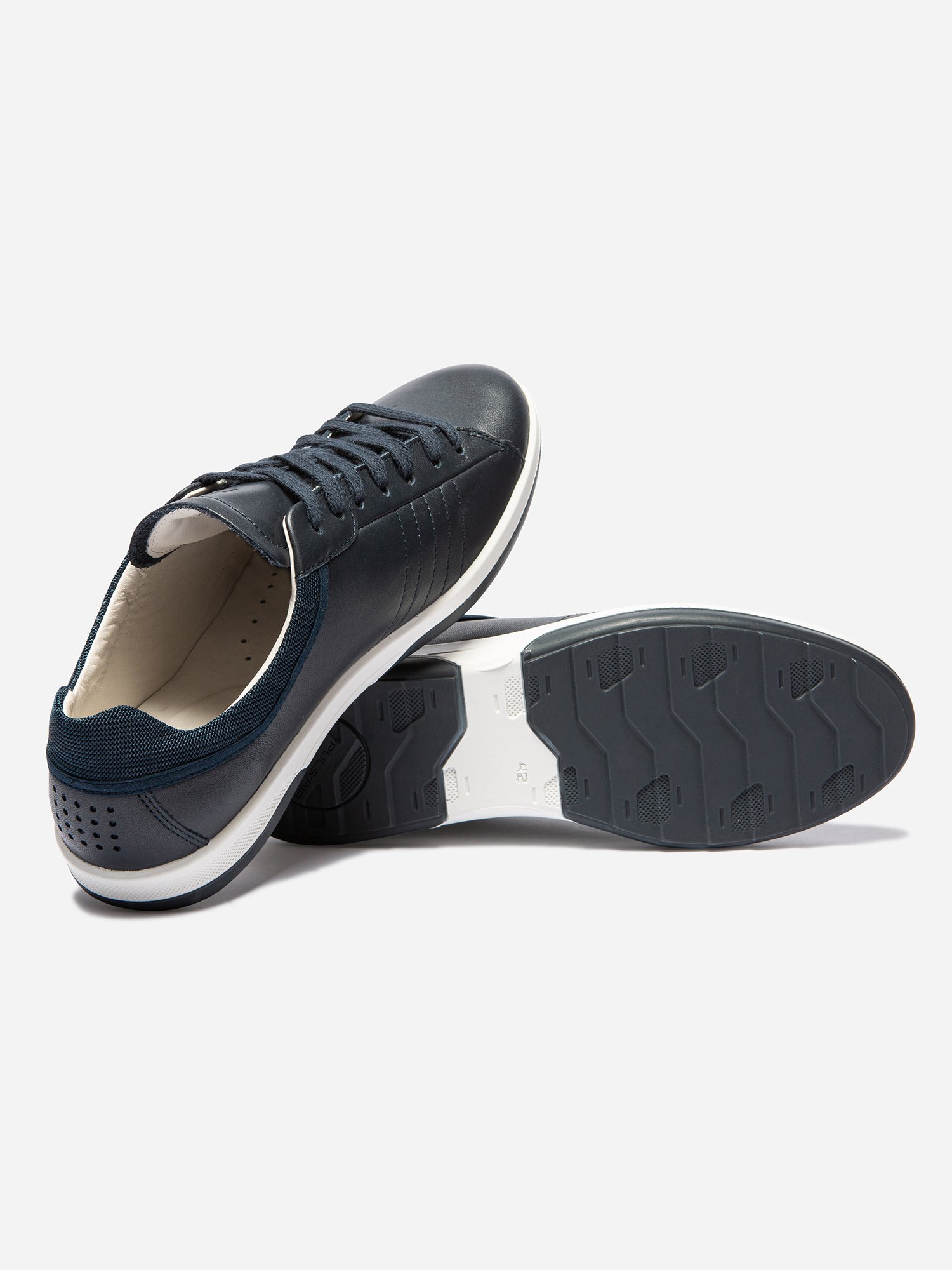 Tennis Homme Confort Cuir Marine