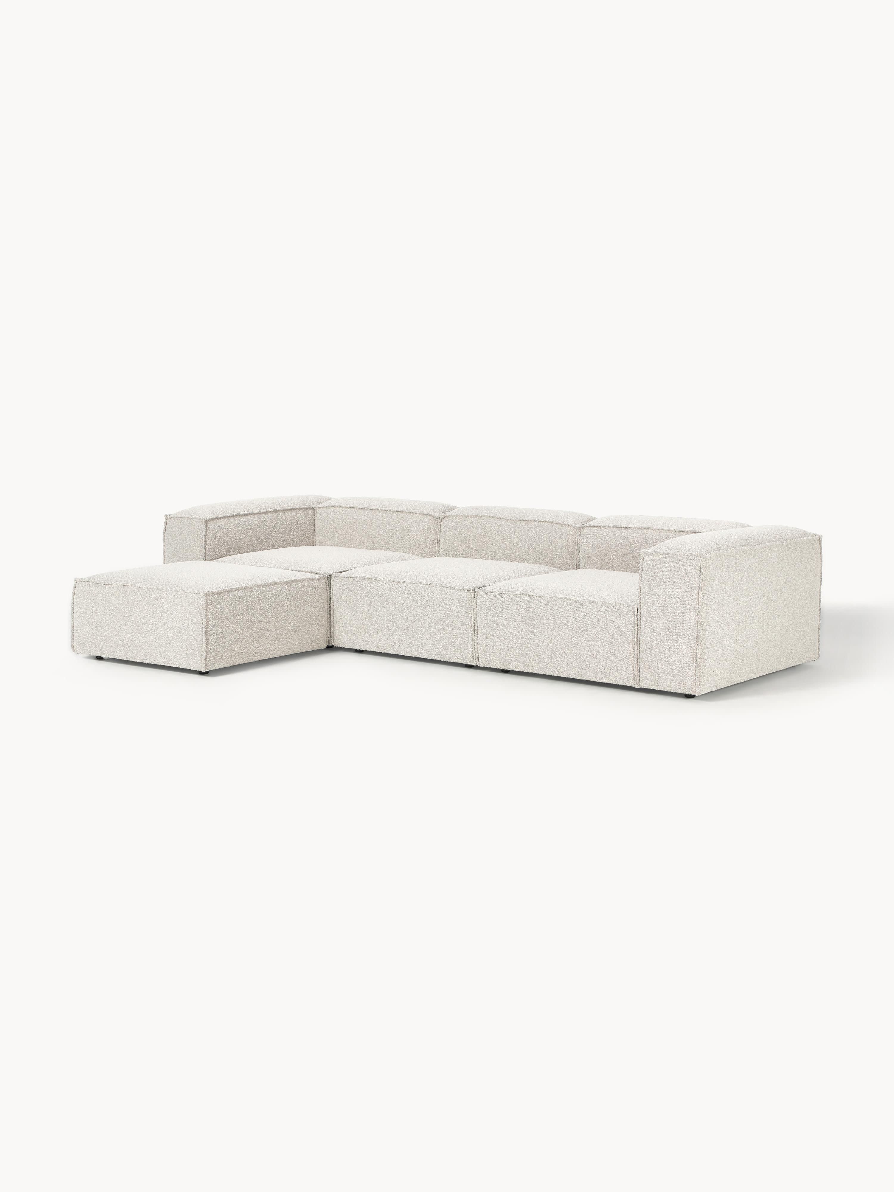 Modulaire bank Lennon (4-zits) uit bouclé met poef (links/rechts)