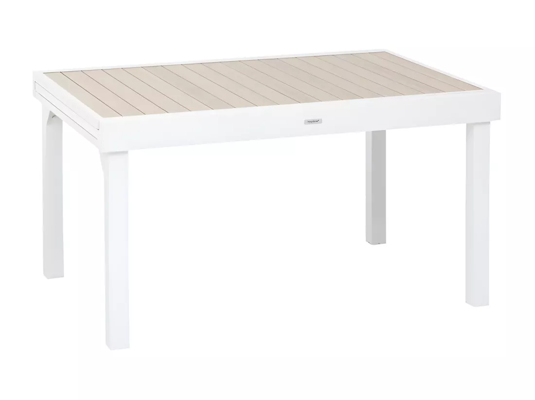 Table rectangulaire extensible Piazza 10 p. lin et blanc Hespéride
