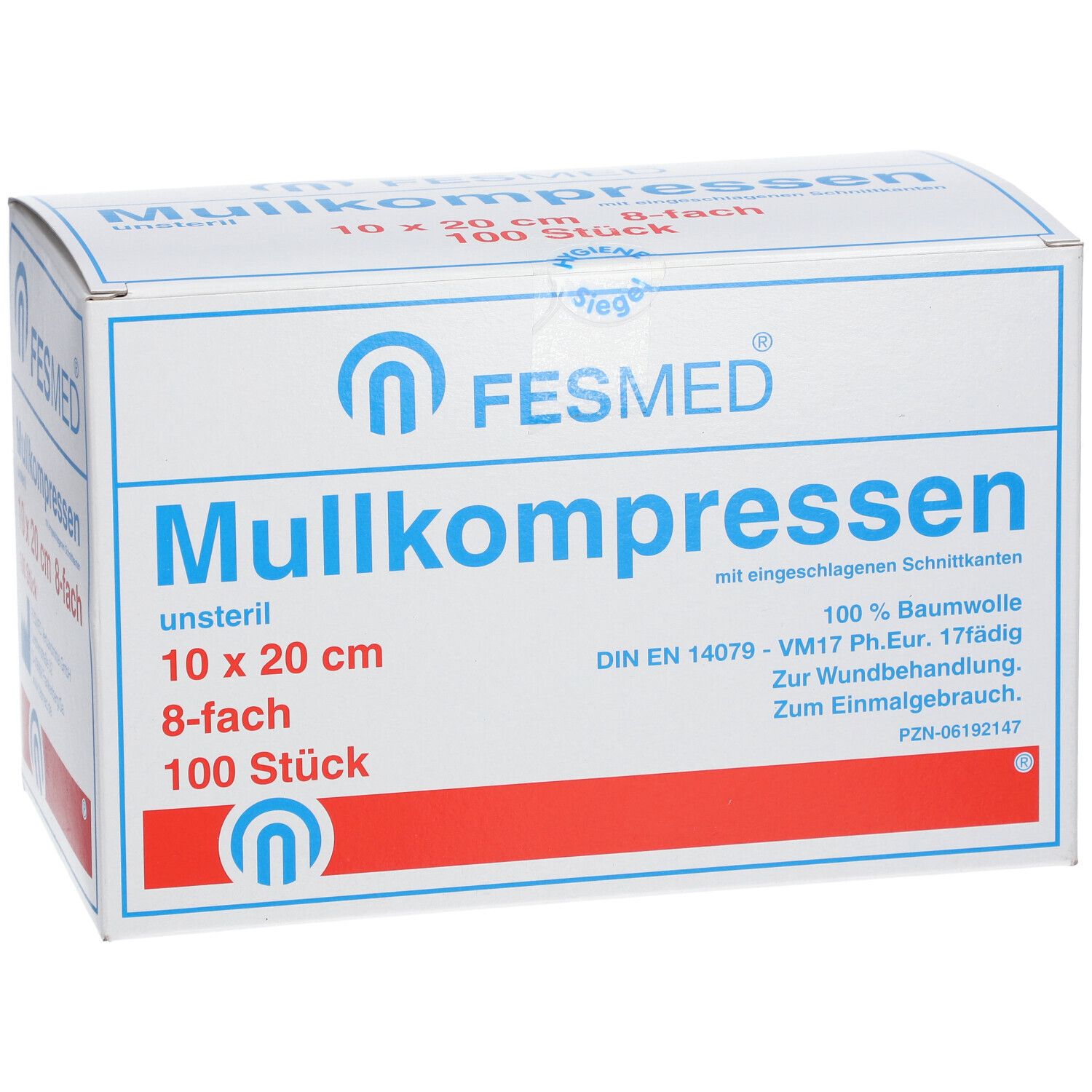 Fedmed Mullkompressen 10 x 20 cm unsteril 8fach